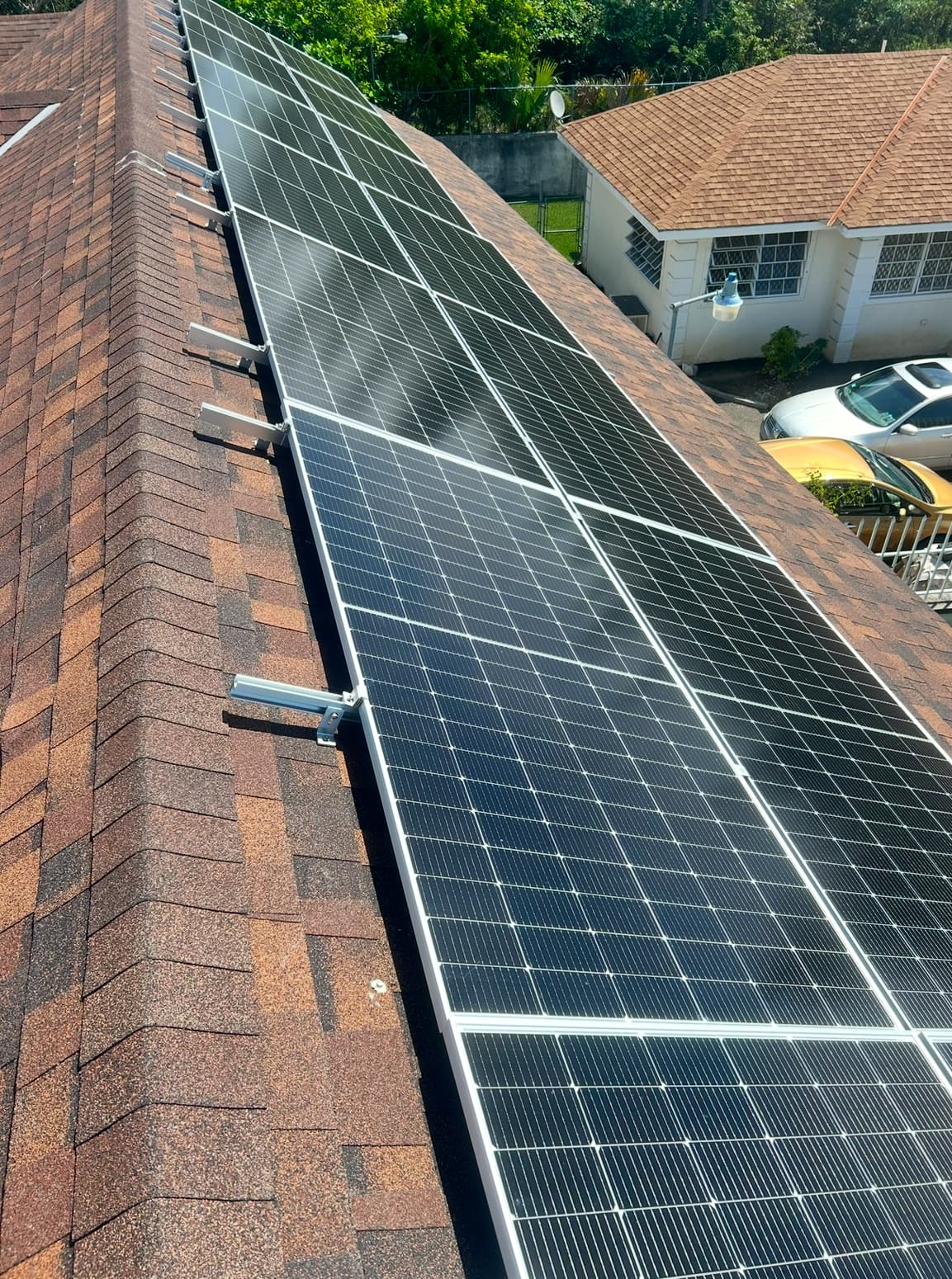 Solar panels in sunny field Solar panels in sunny field